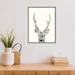 18" X 24" Animal Mug IV Deer By Victoria Borges Framed Canvas Wall Art Gray - Amanti Art -Adesso Store GUEST c0477b10 401e 46ed 8b82 87bef19430c4