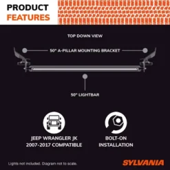 SYLVANIA 50" A-Pillar Mounting Bracket Compatible With Jeep Wranglers JK 2007-2017 Models