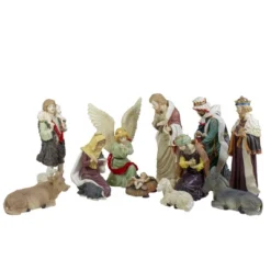 LB International 11pc Ivory And Brown Christmas Religious Nativity Figurine Set 18"