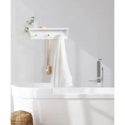 18" X 5" Adlynn Decorative Wall Shelf With Pegs White - Kate & Laurel All Things Decor 11 18" X 5" Adlynn Decorative Wall Shelf With Pegs White - Kate & Laurel All Things Decor -Adesso Store GUEST c6343bc3 bc0c 4428 a887 df10f5f3f75e