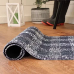 2'x3' ColorStar Sketch Plaid Door Mat Blue - Bungalow Flooring -Adesso Store GUEST c6e6bb19 bc9d 4128 8edf 75bbb9c40345