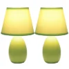 9.45" 2pk Petite Ceramic Oblong Bedside Table Desk Lamps With Matching Tapered Drum Shade Green - Creekwood Home
