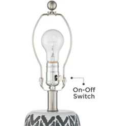 360 Lighting Modern Accent Table Lamps 23 1/2" High Set Of 2 White Gray Ceramic White Fabric Drum Shade Decor For Bedroom Living Room -Adesso Store GUEST c8a8304e c564 4d5d 8cba 09704303d4a5