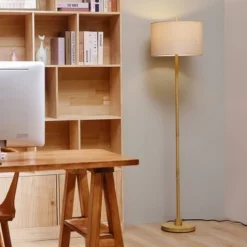 62" Cove Light Faux Wood Floor Lamp With Jute Shade - Globe Electric -Adesso Store GUEST c94e8fd7 03b7 40a9 af5b 839c657f566f