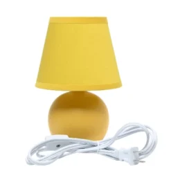 8.66" Petite Ceramic Orb Base Bedside Table Desk Lamp With Matching Tapered Drum Fabric Shade Yellow - Creekwood Home -Adesso Store GUEST cad1a9a0 135f 44cf 8ac9 e949b5129959