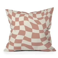 Little Dean Checkers Coral Summer Beach Outdoor Throw Pillow Pink - Deny Designs -Adesso Store GUEST cf2aa6ab f656 4698 a67a 7bcc510e6433