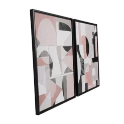 Set Of 2 Canvas Abstract Mid-Century Modern Geometric Framed Wall Arts With Black Frame Cream - The Novogratz -Adesso Store GUEST cf493c03 3e3c 41cd 882c 6d628965d102