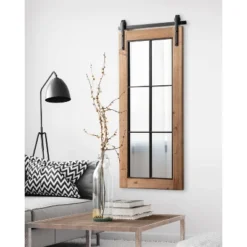 19" X 43" Cates Windowpane Framed Decorative Wall Mirror Rustic Brown - Kate & Laurel All Things Decor -Adesso Store GUEST d224266e 45da 4405 87f8 9ac01b9a95cc
