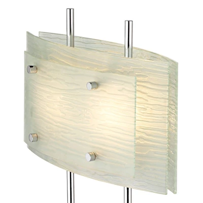 Possini Euro Design Charles Street Modern Desk Lamp 23" High Chrome Satin Nickel Frosted Slump Glass Shade For Bedroom Living Room Bedside Nightstand 2 Possini Euro Design Charles Street Modern Desk Lamp 23" High Chrome Satin Nickel Frosted Slump Glass Shade For Bedroom Living Room Bedside Nightstand - Image 2