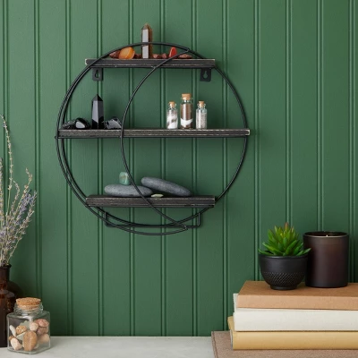 Farmlyn Creek Metal Crescent Moon Wall Shelf, Rustic Home Wall Decor For Crystals, Essential Oils, Plants, 12 X 12 X 3 In 1 Farmlyn Creek Metal Crescent Moon Wall Shelf, Rustic Home Wall Decor For Crystals, Essential Oils, Plants, 12 X 12 X 3 In