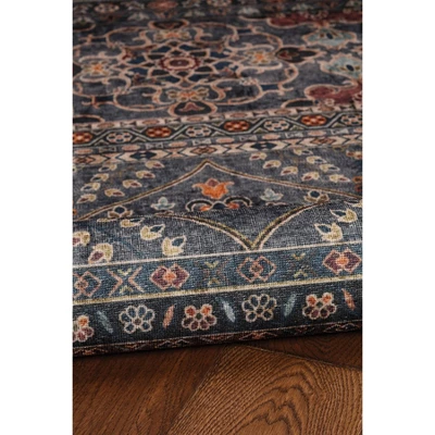 Washable Grant Rug Teal/Ivory - Linon 3 Washable Grant Rug Teal/Ivory - Linon - Image 3