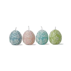 Tagltd Petunia Easter Egg Candles Set Of 4 Pastel Colored Edd Shaped Candle Haind-Painted