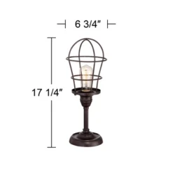 Franklin Iron Works Modern Industrial Desk Table Lamp 17 1/4" High Bronze Wire Cage Edison Bulb For Bedroom Bedside Office -Adesso Store GUEST d69be8b0 7343 40e5 aea2 633e3126772a