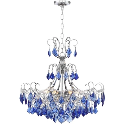 Vienna Full Spectrum Alpine Chrome Chandelier 26" Wide French Blue Crystal 6-Light Fixture For Dining Room House Foyer Kitchen Island Entryway Bedroom 5 Vienna Full Spectrum Alpine Chrome Chandelier 26" Wide French Blue Crystal 6-Light Fixture For Dining Room House Foyer Kitchen Island Entryway Bedroom - Image 5