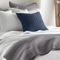 Mills Waffle Navy Square Pillow - Levtex Home -Adesso Store GUEST da3197a6 48ed 4a01 89fb 18560c14e3dd
