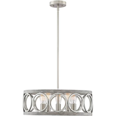 Franklin Iron Works Salima Brushed Nickel Gray Pendant Chandelier 21 1/4" Wide Farmhouse Rustic LED 5-Light Fixture For Dining Room Kitchen Island 5 Franklin Iron Works Salima Brushed Nickel Gray Pendant Chandelier 21 1/4" Wide Farmhouse Rustic LED 5-Light Fixture For Dining Room Kitchen Island - Image 5