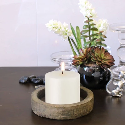 6pk Unscented Flat Top Smooth Pillar Candles White - Stonebriar Collection 4 6pk Unscented Flat Top Smooth Pillar Candles White - Stonebriar Collection - Image 4