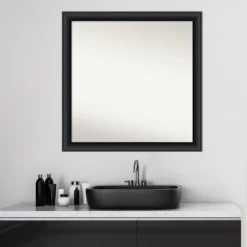 30" X 30" Non-Beveled Nero Wood Bathroom Wall Mirror Black - Amanti Art -Adesso Store GUEST e25d2acf e9fb 43a0 ad9d 047e6c73689e
