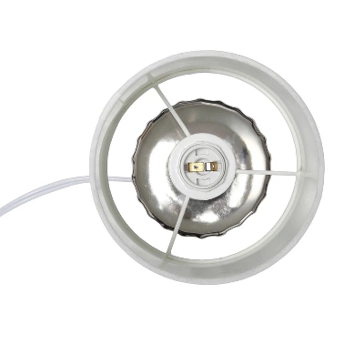 11.61" Tall Ruffled Capsule Bedside Table Desk Lamp With White Drum Fabric Shade Silver - Simple Designs 3 11.61" Tall Ruffled Capsule Bedside Table Desk Lamp With White Drum Fabric Shade Silver - Simple Designs - Image 3