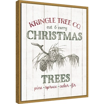 16" X 20" Christmas Tree Farm Sign By Wild Apple Portfolio Framed Canvas Wall Art - Amanti Art 1 16" X 20" Christmas Tree Farm Sign By Wild Apple Portfolio Framed Canvas Wall Art - Amanti Art