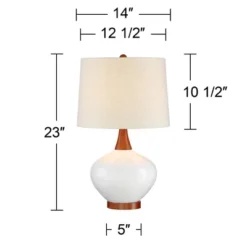 360 Lighting Brice Modern Mid Century Accent Table Lamp 23" High Ivory Ceramic Wood Neck Off White Drum Shade For Bedroom Living Room Bedside Office -Adesso Store GUEST e45444ee 31b2 4cbc b7d7 166286b35974