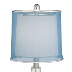 360 Lighting Modern Accent Table Lamps 21.75" High Set Of 2 With USB Charging Port Clear Glass Blue Drum Shade For Living Room Desk Bedroom Office -Adesso Store GUEST e556ef80 1994 4816 a9a4 f91b2382528c