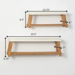 Sullivans Bench-Seat-Shaped Wall Shelf Set Of 2, 9.75"H & 8.5"H White -Adesso Store GUEST e79bfefe 1eeb 4e77 aa40 196bf79dbf66