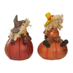 Northlight Set Of 2 Scarecrow On A Pumpkin Thanksgiving Table Figures -Adesso Store GUEST eab83d74 991b 4b95 8b59 b0a85c74c93f