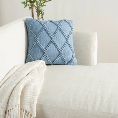 18"x18" Life Styles Diamond Lattice Square Throw Pillow Ocean Blue - Mina Victory 1 18"x18" Life Styles Diamond Lattice Square Throw Pillow Ocean Blue - Mina Victory