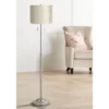 360 Lighting Abba Modern Floor Lamp Standing 66" Tall Brushed Nickel Off White Embroidered Hourglass Drum Shade For Living Room Bedroom Office House