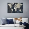 Old World Map By Wild Apple Portfolio Unframed Canvas Print Navy - ICanvas