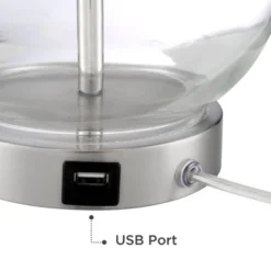 360 Lighting Modern Accent Table Lamps 21.75" High Set Of 2 With USB Charging Port Clear Glass Blue Drum Shade For Living Room Desk Bedroom Office -Adesso Store GUEST f00df3f3 b391 468b 9ff0 9e1d85d13e1c