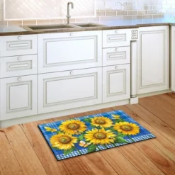Briarwood Lane Blue Sunflowers Summer Doormat Plaid Floral Indoor Outdoor 30" X 18" -Adesso Store GUEST f151bb19 073c 4b9e 971e 2e12352bb31b
