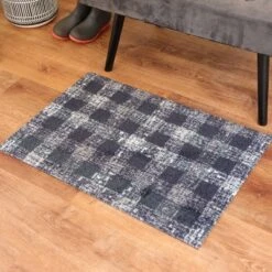 2'x3' ColorStar Sketch Plaid Door Mat Blue - Bungalow Flooring