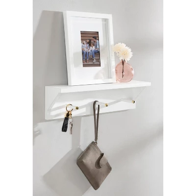 18" X 5" Adlynn Decorative Wall Shelf With Pegs White - Kate & Laurel All Things Decor 4 18" X 5" Adlynn Decorative Wall Shelf With Pegs White - Kate & Laurel All Things Decor - Image 4