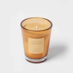 Colored Vase Glass With Dustcover Tobacco And Bergamot Candle Yellow - Threshold™ -Adesso Store GUEST f2d322ed 7929 4fe4 80ce 3b86e1456d1f