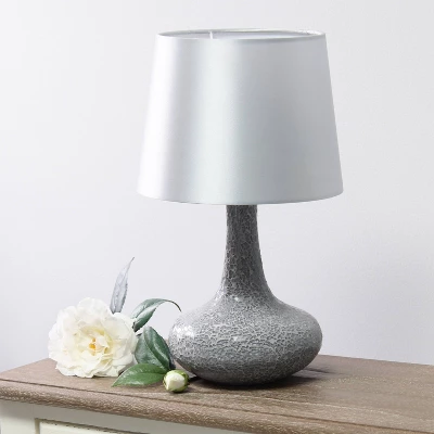 Mosaic Tiled Glass Genie Table Lamp With Fabric Shade Gray - Simple Designs 2 Mosaic Tiled Glass Genie Table Lamp With Fabric Shade Gray - Simple Designs - Image 2