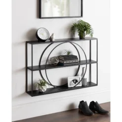 36" X 24" Pirzada Geometric Wall Shelf Black - Kate & Laurel All Things Decor -Adesso Store GUEST f48d7146 d253 4635 a786 3b6f1fea233d