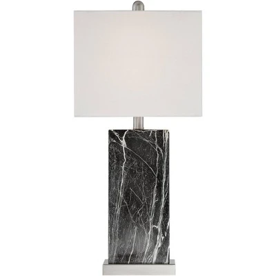 360 Lighting Connie Modern Table Lamps Set Of 2 With Acrylic Risers 25" High Black Faux Marble USB Charging Ports White Rectangular Shade For Desk 5 360 Lighting Connie Modern Table Lamps Set Of 2 With Acrylic Risers 25" High Black Faux Marble USB Charging Ports White Rectangular Shade For Desk - Image 5