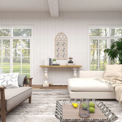 Wood 6 Slot Wall Photo Frame With Window Arch Shape Light Brown - Olivia & May 7 Wood 6 Slot Wall Photo Frame With Window Arch Shape Light Brown - Olivia & May - Image 7