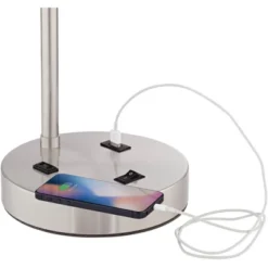 360 Lighting Colby Modern Desk Lamps 21" High Set Of 2 Brushed Nickel With USB And AC Power Outlet In Base White Linen Drum Shade For Bedroom Office 10 360 Lighting Colby Modern Desk Lamps 21" High Set Of 2 Brushed Nickel With USB And AC Power Outlet In Base White Linen Drum Shade For Bedroom Office -Adesso Store GUEST fad606be 1699 4c79 95f7 0fb64c518c55