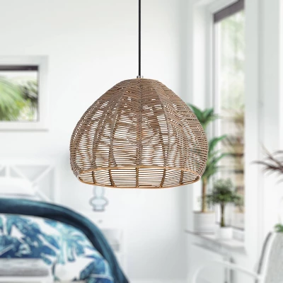 12.75" 1-Light Gloriana Pendant Rattan Brown - River Of Goods 1 12.75" 1-Light Gloriana Pendant Rattan Brown - River Of Goods