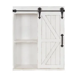 Modern Farmhouse Decorative Wood Wall Storage Rustic White - Kate & Laurel All Things Decor -Adesso Store GUEST fb219957 b441 41f5 aed4 2b40068acf10