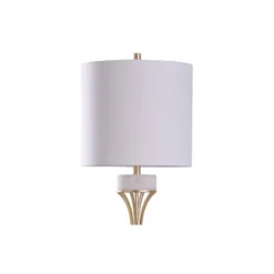 Abyaz Concave Metal Table Lamp With Marble Accent Drum Shade Gold - StyleCraft