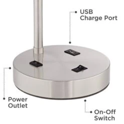 360 Lighting Colby Modern Desk Lamps 21" High Set Of 2 Brushed Nickel With USB And AC Power Outlet In Base White Linen Drum Shade For Bedroom Office 9 360 Lighting Colby Modern Desk Lamps 21" High Set Of 2 Brushed Nickel With USB And AC Power Outlet In Base White Linen Drum Shade For Bedroom Office -Adesso Store GUEST fcefd692 8378 4100 92a6 08acbdd4e52a