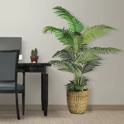 60" X 36" Artificial Areca Palm In Basket With Handles - LCG Florals -Adesso Store GUEST fd8e7a43 7731 48fb 8db4 0de1e5a1a3ff