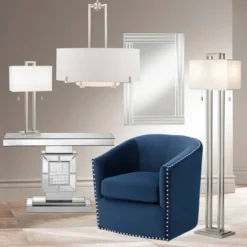 Possini Euro Design Modern Floor Lamp 62" Tall Brushed Nickel Openwork Rectangular Profile Off White Fabric Shade For Living Room Reading -Adesso Store GUEST fe25067f a19c 4e1c 829e 5d26bb3dff2f