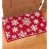 Plow & Hearth - Snowflakes Holiday Hooked Indoor / Outdoor Accent Rug