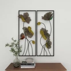 Metal Floral Wall Decor With Black Frame Set Of 2 Black - Olivia & May 22 Metal Floral Wall Decor With Black Frame Set Of 2 Black - Olivia & May -Adesso Store GUEST fe452915 45fa 4128 a7b7 7c826ab32065