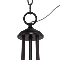 Franklin Iron Works Oil Rubbed Bronze Pendant Chandelier 19 1/2" Wide Farmhouse Rustic Oatmeal Linen Drum Shade Fixture For Dining Room Kitchen Island -Adesso Store GUEST ff539b5d 9276 425c a6c2 172366791f99
